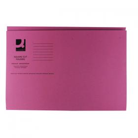 Q-Connect Square Cut Folder Mediumweight 250gsm Foolscap Pink (Pack of 100) KF01187 KF01187