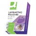 In this photo, you can see a pack of 100 Q-Connect laminating pouches. The pouches measure 54x86mm and have a thickness of 250 microns. They are designed for use with laminating machines to ensure long-lasting protection for documents and other materials. The pack is clearly labeled with the Q-Connect brand and product name for easy identification.