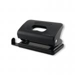 The picture shows a sleek, black Q-Connect hole punch with a light duty design. The punch has a Q-Connect logo on the handle and can easily punch holes in paper, creating clean and precise cuts.