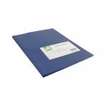 The picture shows a blue display book from Q-Connect, made of polypropylene material. It has 20 pockets to hold important documents and is perfect for organizing and presenting information. The book looks sleek and professional, with a sturdy cover and clear pockets to easily view the contents inside.