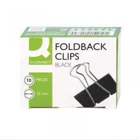 Q-Connect Foldback Clip 32mm Black (Pack of 10) KF01284 KF01284