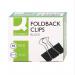 A bundle of 10 black Q-Connect Foldback Clips, each measuring 42mm, are shown in this image. The sturdy clips have a sleek design and can securely hold multiple sheets of paper together. Perfect for keeping documents organized at home or in the office.