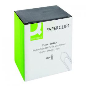 Q-Connect Paperclips No Tear 32mm (Pack of 1000) KF01313 KF01313