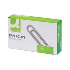 Q-Connect Paperclips Plain 32mm 100 Per Box Pack of 10 KF01314Q KF01314Q