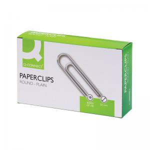 Q-Connect Paperclips Plain 32mm 100 Per Box Pack of 10 KF01314Q