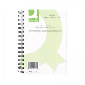 Q-Connect Wiro Bound Carbonless Triplicate Book 8x5 Inches KF01344