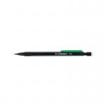 The image shows a pack of 10 Q-Connect mechanical pencils with a medium 0.7mm lead size. The pencils are sleek and black with a comfortable grip, and feature a durable clip for easy transport. The mechanical mechanism can be seen at the tip of the pencils.
