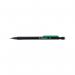 The image shows a pack of 10 Q-Connect mechanical pencils with a medium 0.7mm lead size. The pencils are sleek and black with a comfortable grip, and feature a durable clip for easy transport. The mechanical mechanism can be seen at the tip of the pencils.