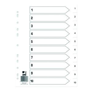 Q-Connect Index 1-10 Polypropylene White Pack of 25 KF01353Q KF01353Q