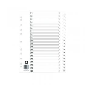 Q-Connect Index 1-20 Polypropylene White (10 Pack) KF01356Q KF01356Q