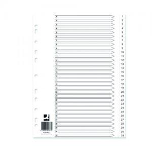 Q-Connect Index 1-31 Polypropylene White 10 Pack KF01357Q KF01357Q