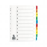 Q-Connect 1-10 Index Multi-punched Reinforced Board Multi-Colour Numbered Tabs A4 White KF01519 KF01519