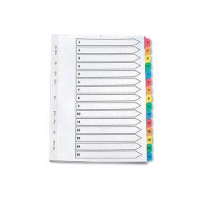 Q-Connect 1-15 Index Multi-punched Reinforced Board Multi-Colour Numbered Tabs A4 White KF01520 KF01520