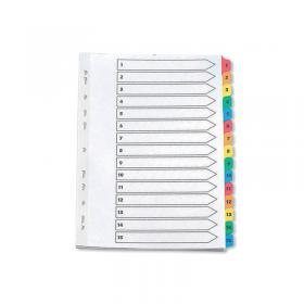 Q-Connect 1-15 Index Multi-punched Reinforced Board Multi-Colour Numbered Tabs A4 White KF01520 KF01520