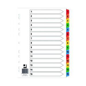 Q-Connect Index 1-15 Board Reinforced Multicoloured 10 Pack KF01520Q