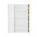 Q-Connect 1-20 Index Multi-punched Reinforced Board Multi-Colour Numbered Tabs A4 White KF01521 KF01521
