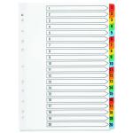 Q-Connect 1-20 Index Multi-punched Reinforced Board Multi-Colour Numbered Tabs A4 White KF01521 KF01521