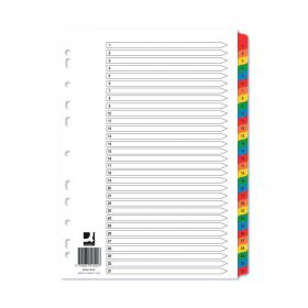 Q-Connect 1-31 Index Multi-punched Reinforced Board Multi-Colour Numbered Tabs A4 White KF01522 KF01522