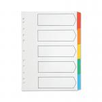 Q-Connect 5-Part Index Multi-punched Reinforced Board Multi-Colour Blank Tabs A4 White KF01525 KF01525