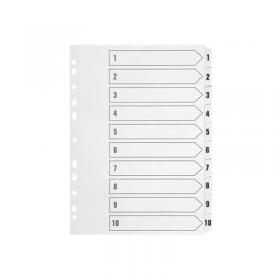 Q-Connect 1-10 Index Multi-Punched Reinforced Board Clear Tab A4 White KF01528 KF01528