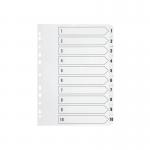 Q-Connect 1-10 Index Multi-Punched Reinforced Board Clear Tab A4 White KF01528 KF01528