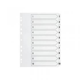 Q-Connect 1-10 Index Multi-Punched Reinforced Board Clear Tab A4 White KF01528 KF01528