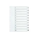 Q-Connect 1-10 Index Multi-Punched Reinforced Board Clear Tab A4 White KF01528 KF01528