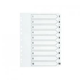 Q-Connect 1-10 Index Multi-Punched Reinforced Board Clear Tab A4 White KF01528 KF01528