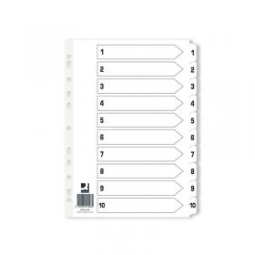 Q-Connect Index 1-10 Board Reinforced White (25 Pack) KF01528Q KF01528Q