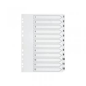 Q-Connect 1-12 Index Multi-Punched Reinforced Board Clear Tab A4 WhiteKF01529 KF01529