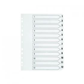 Q-Connect 1-12 Index Multi-Punched Reinforced Board Clear Tab A4 WhiteKF01529 KF01529