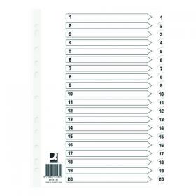 Q-Connect Index 1-20 Board Reinforced White (Pack of 10) KF01531Q KF01531Q
