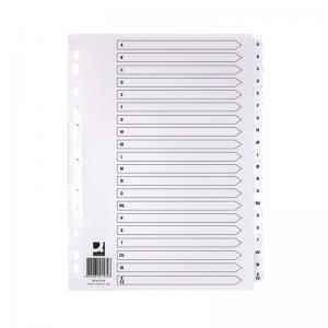 Q-Connect 20-Part A-Z Index Multi-Punched Reinforced Board Clear Tab