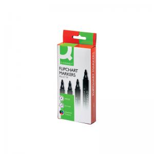 Q-Connect Flipchart Marker Pen Bullet Tip Assorted Pack of 4 KF01551