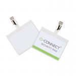 The Q-Connect Name Badges Q-Connect Security Badge is a pack of 25 badges measuring 60x90mm. The front of the badge features the Q-Connect logo and the words Security Badge printed in red. The back has a standard badge clip attached for easy wearing. The badge is made of durable plastic and has a professional look.