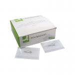 This image features 50 Q-Connect name badges with pin fastenings, measuring 54x90mm. The badges are neatly stacked and lined up, showing the clear plastic covers and blank white inserts ready for custom labeling. The Q-Connect logo can be seen on the packaging in the background.