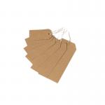 A close-up view of unbranded tags and tagging guns strung with 70x35mm buff tags. The pack includes 1000 tags, providing an ample supply for labeling and organizing items.