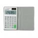 The picture shows a Q-Connect Silver Large Pocket Calculator with 12-digit display. The sleek design features a spacious keypad and a prominent screen. Brightly colored buttons and clear numbers make it easy to use. Perfect for quick calculations on-the-go.