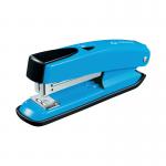 The photo shows a sleek blue metal stapler by Q-Connect, with a half strip design and the ability to staple up to 20 sheets of 80gsm paper. Its professional and durable appearance make it a great addition to any office or workspace.