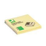 The photograph shows a vibrant yellow pack of 12 Q-Connect Concertina Sticky Notes and Q-Connect Fanfold Notes, each measuring 75x75mm. These unique sticky notes are perfect for organizing and keeping track of important information.