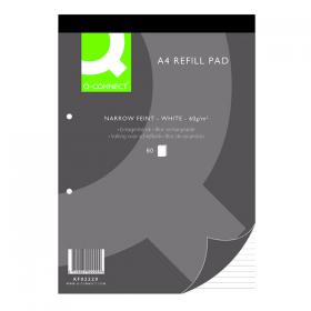 Q-Connect Narrow Feint Ruled Headbound Refill Pad 160 Pages A4 (Pack of 10) KF02229 KF02229