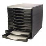 The Q-Connect Drawer Sets Q-Connect Black and Grey 10 Drawer Tower is a sleek and modern storage solution. The black and grey colors add a touch of elegance, while the 10 drawers provide ample space for organizing items. This tower is perfect for any home or office space.