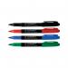 The photograph features a pack of 10 Q-Connect Permanent Marker Bullet Tip Fine Assorted, displaying a variety of vivid colors. The markers have a smooth and precise tip for accurate writing and drawing. The compact pack allows for easy storage and access.