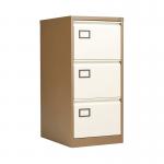 The photo shows a sleek and professional looking VOW steel filing cabinet from Jemini. The cabinet has 3 drawers and measures 470x622x1016mm. The coffee cream color adds a touch of elegance to any office space.