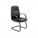 The picture shows a sleek black Jemini Rhone visitors chair, measuring 620x625x980mm, from the VOW Visitors collection. It features a modern design with a comfortable seat and backrest, perfect for any office or reception area. The chair exudes sophistication and professionalism, making it a great addition to any workspace.