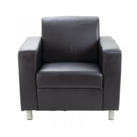 Avior Executive Reception Armchair 850x790x810mm Leather Faced Black KF03529 KF03529