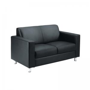VOW Avior Executive Reception 1340x740x810mm Sofa Leather Faced Black