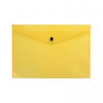 The photograph shows a set of Q-Connect popper wallets and zip files along with a Q-Connect polypropylene document folder in vivid yellow color. There are 12 pieces in the pack, neatly organized and ready for use. The sturdy and practical design of the folders and wallets make it easy to keep documents secure and organized.