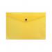 The photograph shows a set of Q-Connect popper wallets and zip files along with a Q-Connect polypropylene document folder in vivid yellow color. There are 12 pieces in the pack, neatly organized and ready for use. The sturdy and practical design of the folders and wallets make it easy to keep documents secure and organized.
