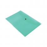 In the photo, there are 12 Q-Connect Popper Wallets and Zip Files in a vibrant green color. There is also a Q-Connect Polypropylene Document Folder in A4 size. All of the items are neatly organized and closed with the popper wallets and zip files keeping important documents secure. The green color adds a pop of color to the office environment.